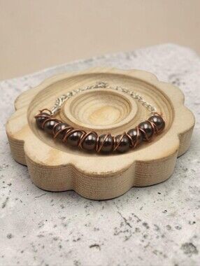 Handmade Wire-wrapped Adjustable Brown Pearl Beaded Bracelet